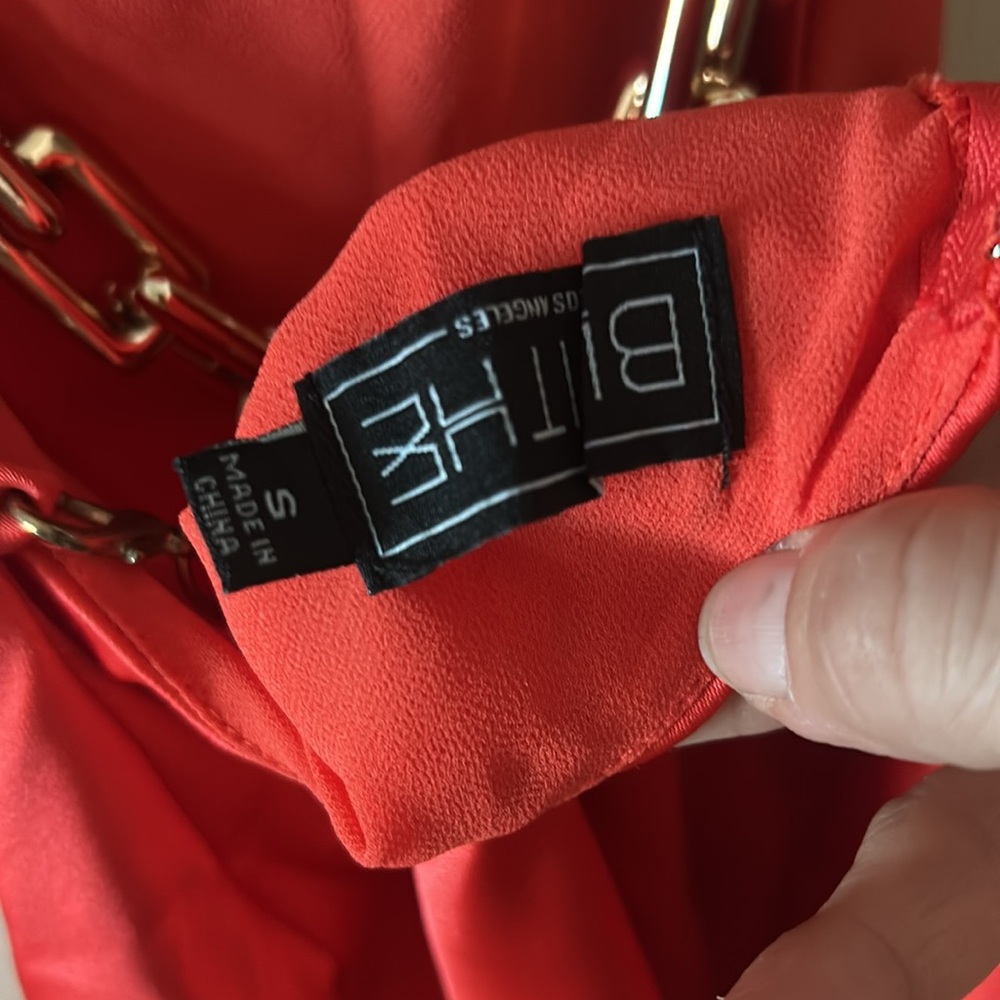 Blithe Satin Chain Plastic Straps Mini Dress Open… - image 4